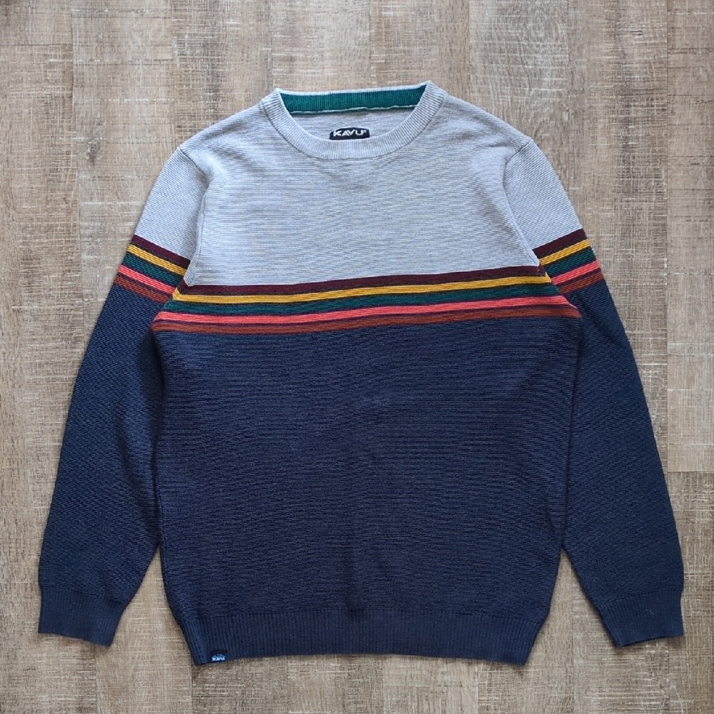 Kavu Crewneck Sweater with Retro Stripes
